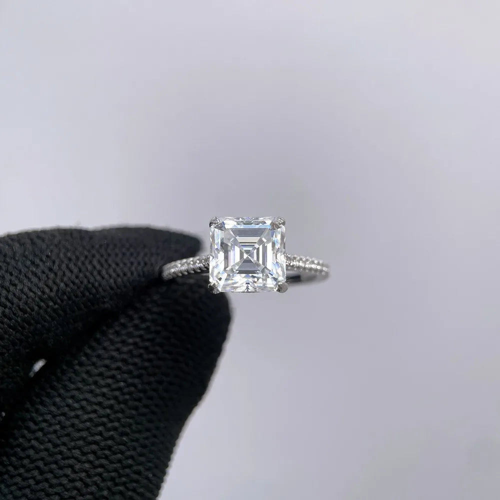 MUSHAN Bijoux de luxe Bague en argent sterling 925 pour femme, diamant moissanite émeraude certifié GRA, couleur D, joaillerie fine