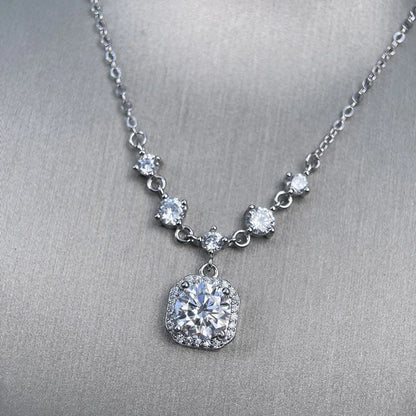 MuShan Luxury Jewelry 925 Sterling Silver Pendant Necklace Moissanite Anniversary Gold Vermeil Girls MST Patent Pendants