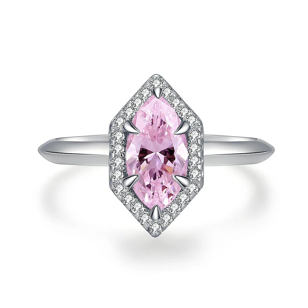 Bague en argent sterling 925 de la marque MuShan, sertie de pierres précieuses roses, bleues et vertes, plaquée rhodium, idéale pour les anniversaires, les mariages et les occasions spéciales.