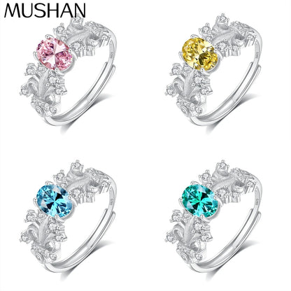 MuShan Jewelry 925 Sterling Silver Ring Wedding Band HCD Gemstones Wedding Bridal Statement Jewelry Women Rings Fine Jewelry