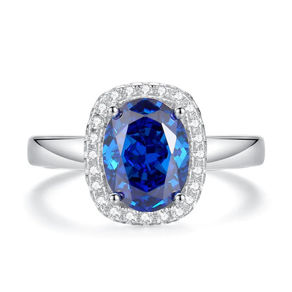 MuShan Luxury Jewelry Real 925 Sterling Silver Ring Band For Women High Carbon Diamond Blue Gemstones Rings s925 Fine Jewelry
