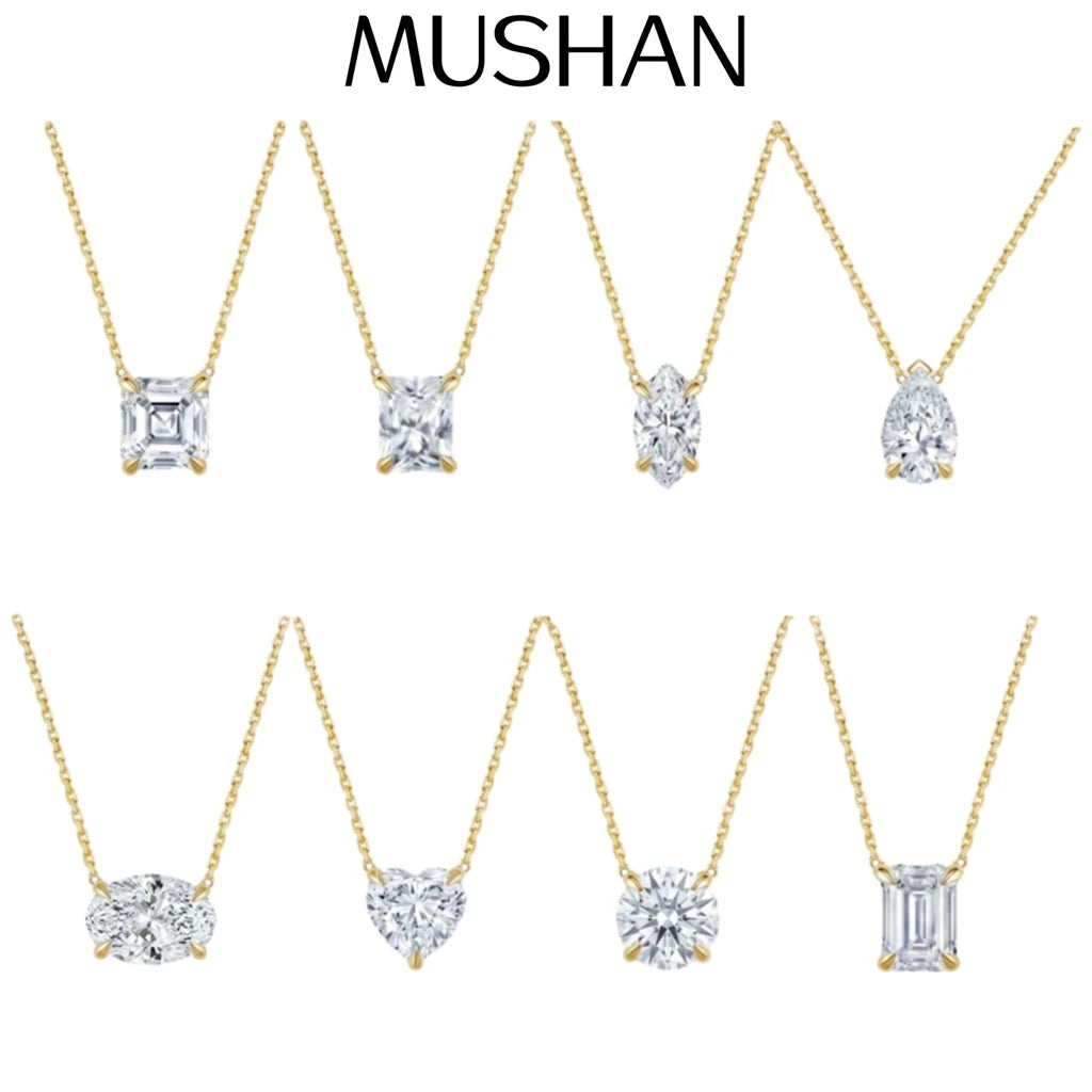 MUSHAN Bijoux sur mesure Collier en argent sterling 925 Moissanite couleur D VVS1 Pendentif princesse raffiné intemporel et tendance Diamant