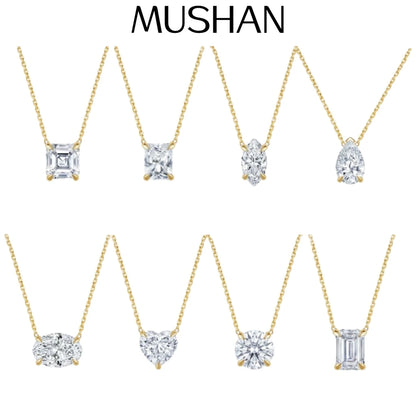 MUSHAN Bijoux sur mesure Collier en argent sterling 925 Moissanite couleur D VVS1 Pendentif princesse raffiné intemporel et tendance Diamant