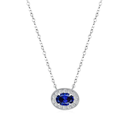 MuShan Jewelry 925 Sterling Silver Necklace Lab Grown Emerald Oval Luxury Gift for Women 18K Gold Plated Anniversary Necklace