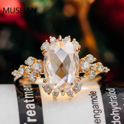 MUSHAN Luxury Custom 14K 18K Gold Rings Band Jewelry With Moissanite Diamond Lab Grown Gemstones Diamond Wedding Ring For Women