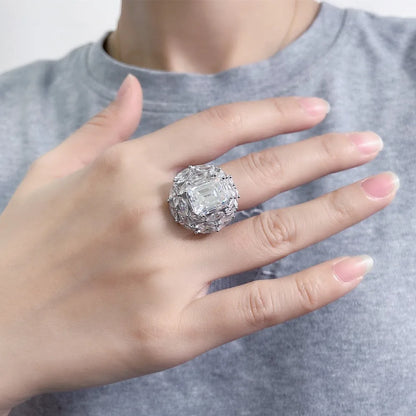 MUSHAN Luxury Jewelry 925 Sterling Silver Ring Band Women GRA Certificated Moissanite Diamond Emerald D Color Rings Fine Jewelry