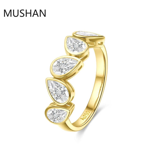 MUSHAN Luxury Custom 14K 18K Gold Rings Band Jewelry With Moissanite Diamond Lab Grown Gemstones Diamond Wedding Ring For Women