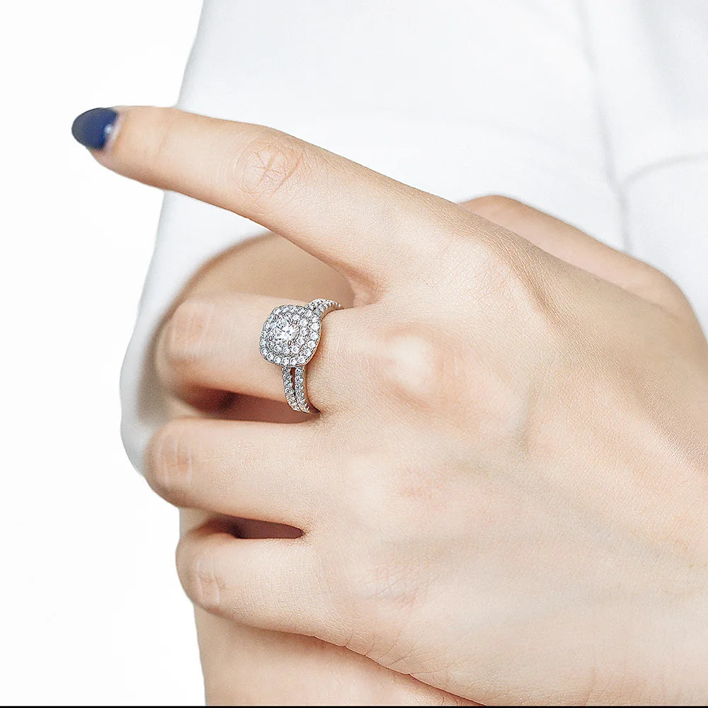 MuShan Jewelry 925 Sterling Silver Ring Wedding Band High Carbon Diamond Elegant Style Girlfriend Gift Women Rings Fine Jewelry