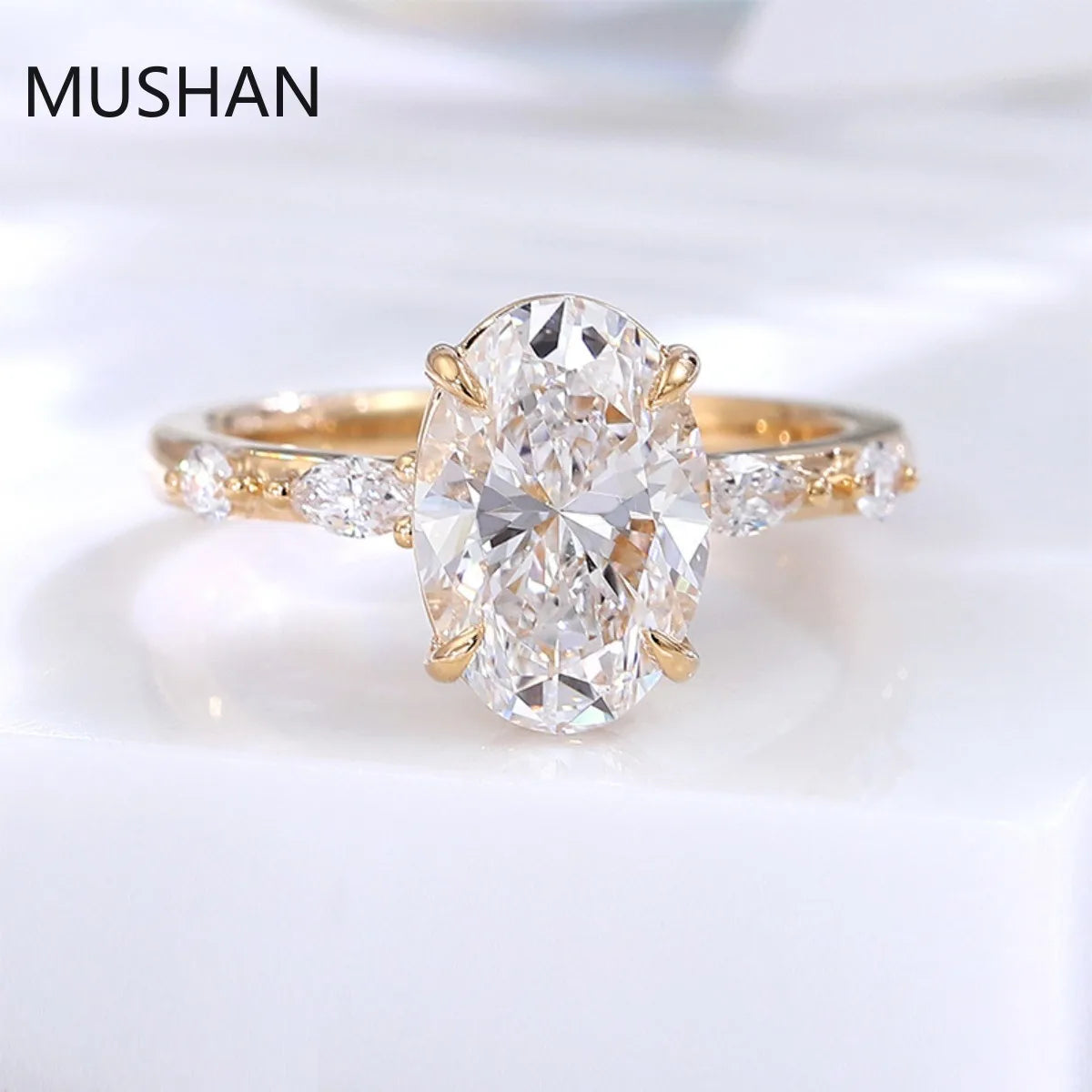 MUSHAN Luxury Custom 14K 18K Gold Rings Band Jewelry With Moissanite Diamond Lab Grown Gemstones Diamond Wedding Ring For Women