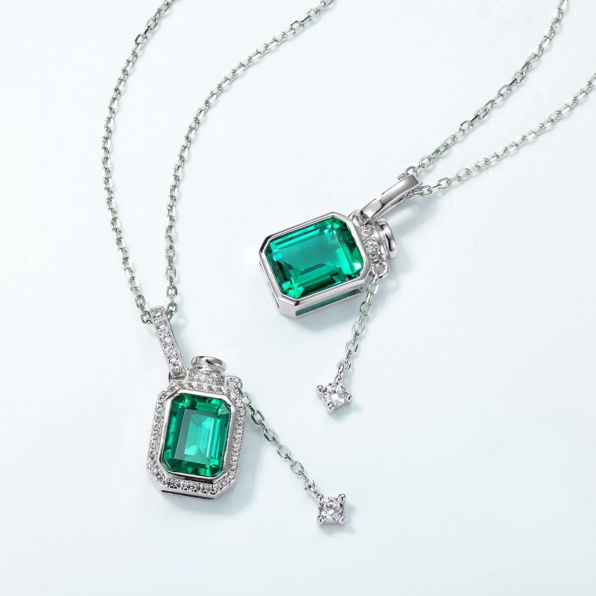 MUSHAN Luxury Jewelry 925 Sterling Silver Chain Pendant Necklace Lab Grown Emerald Ruby Gemstones Necklaces Pendants GRC Jewelry