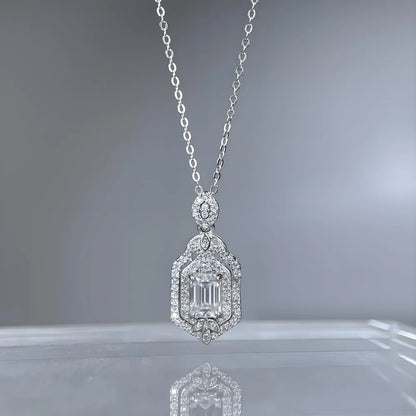 MuShan Jewelry 925 Sterling Silver Choker Necklace GRA 5x7 Moissanite Diamond Chain Necklaces Pendant For Women Wedding Jewelry
