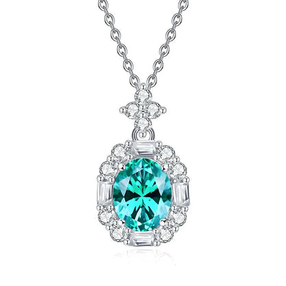MuShan Jewelry 925 Sterling Silver Necklace Lab Grown Green Emerald Cushion Modern Necklace for Women 18K Gold Plated Necklace