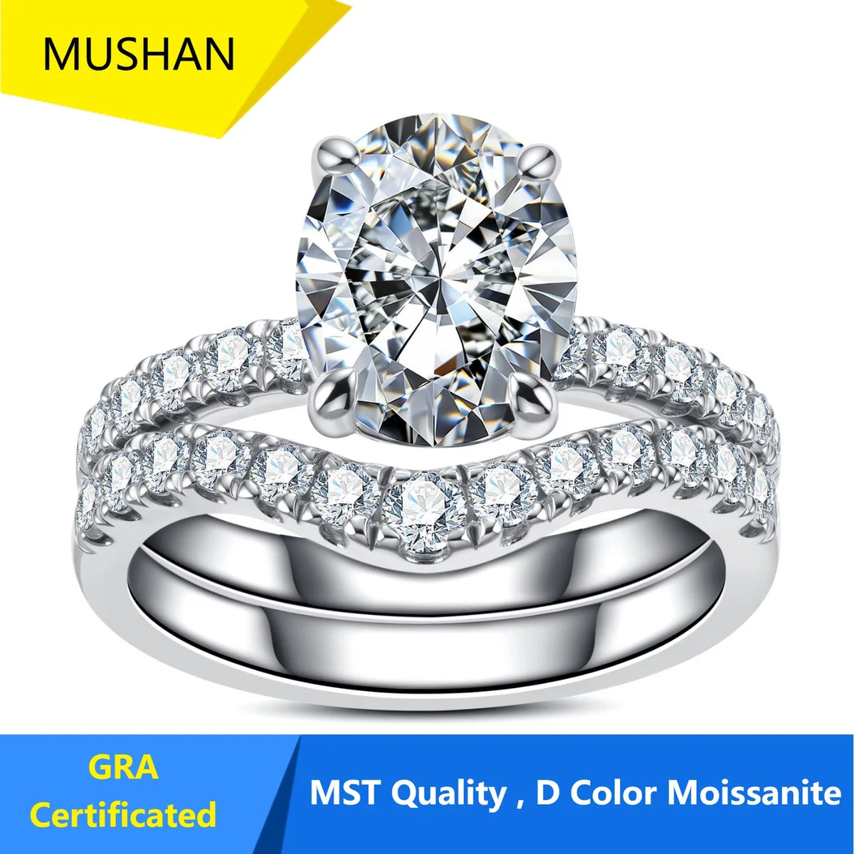 MUHAN Luxury Jewelry  925 Sterling Silver Ring Wedding Band  Women GRA Certificate Moissanite Diamond Rings D Color Fine Jewelry