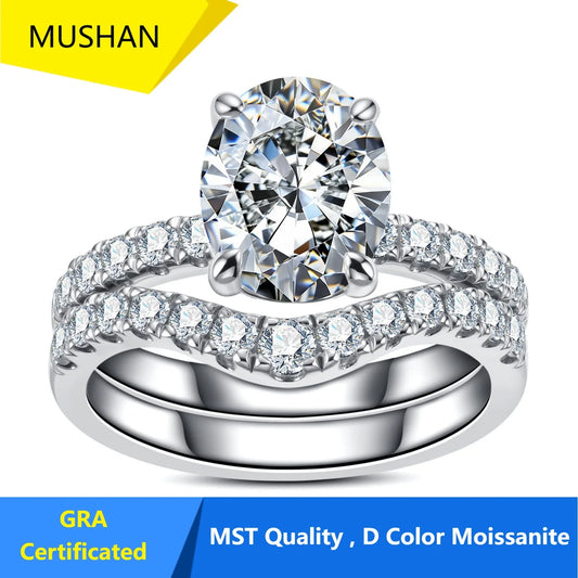 MUHAN Luxury Jewelry  925 Sterling Silver Ring Wedding Band  Women GRA Certificate Moissanite Diamond Rings D Color Fine Jewelry