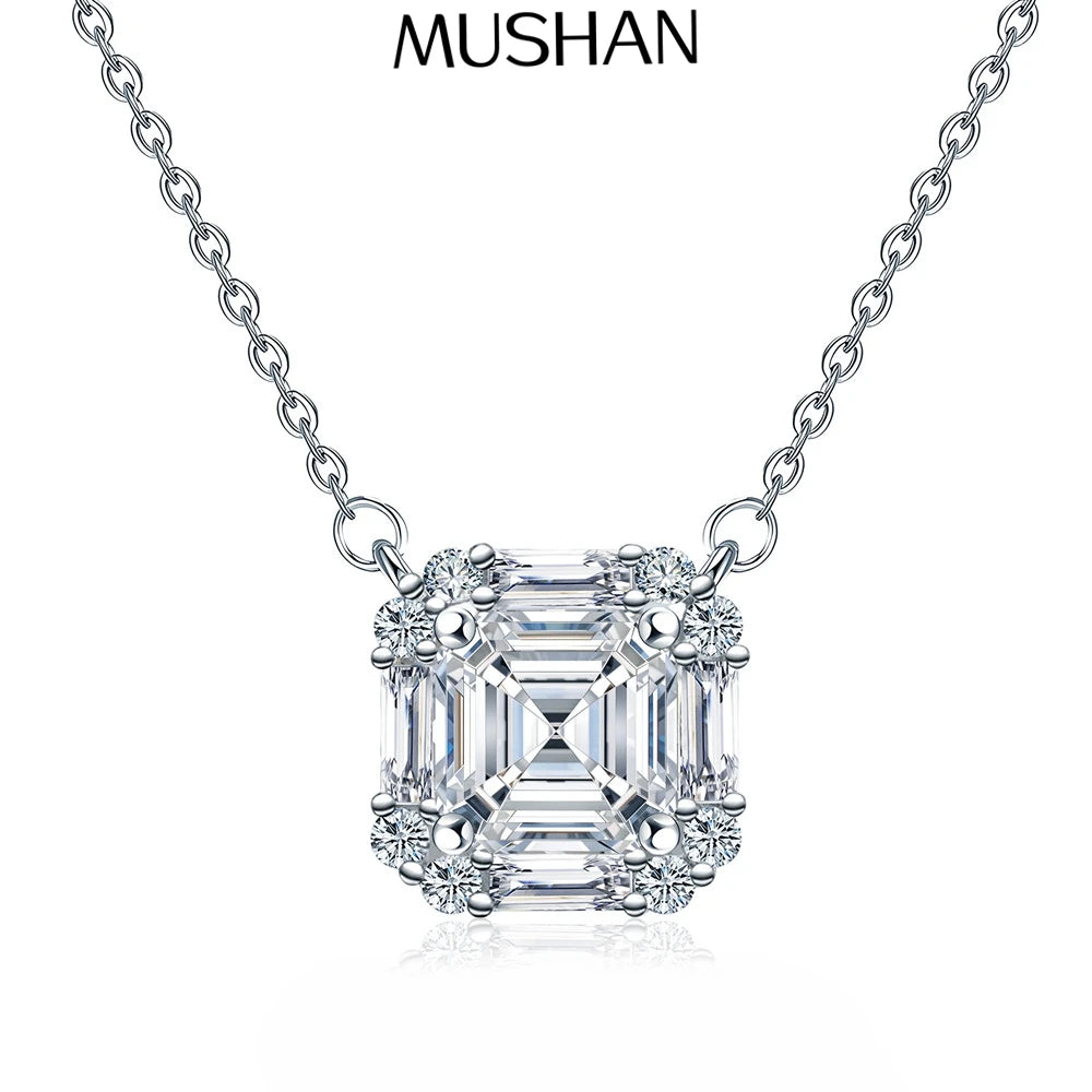 Collar con colgante de cadena de plata de ley 925 de la marca MuShan, con moissanita en forma de pera, sin níquel, para novia, chapado en platino, patente MST