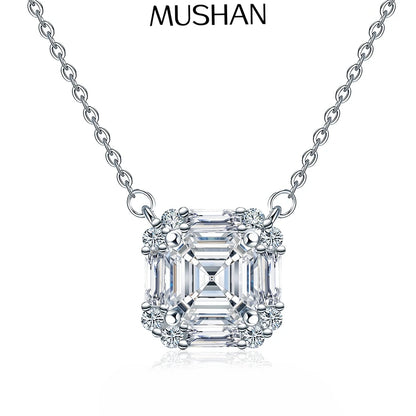 Collar con colgante de cadena de plata de ley 925 de la marca MuShan, con moissanita en forma de pera, sin níquel, para novia, chapado en platino, patente MST