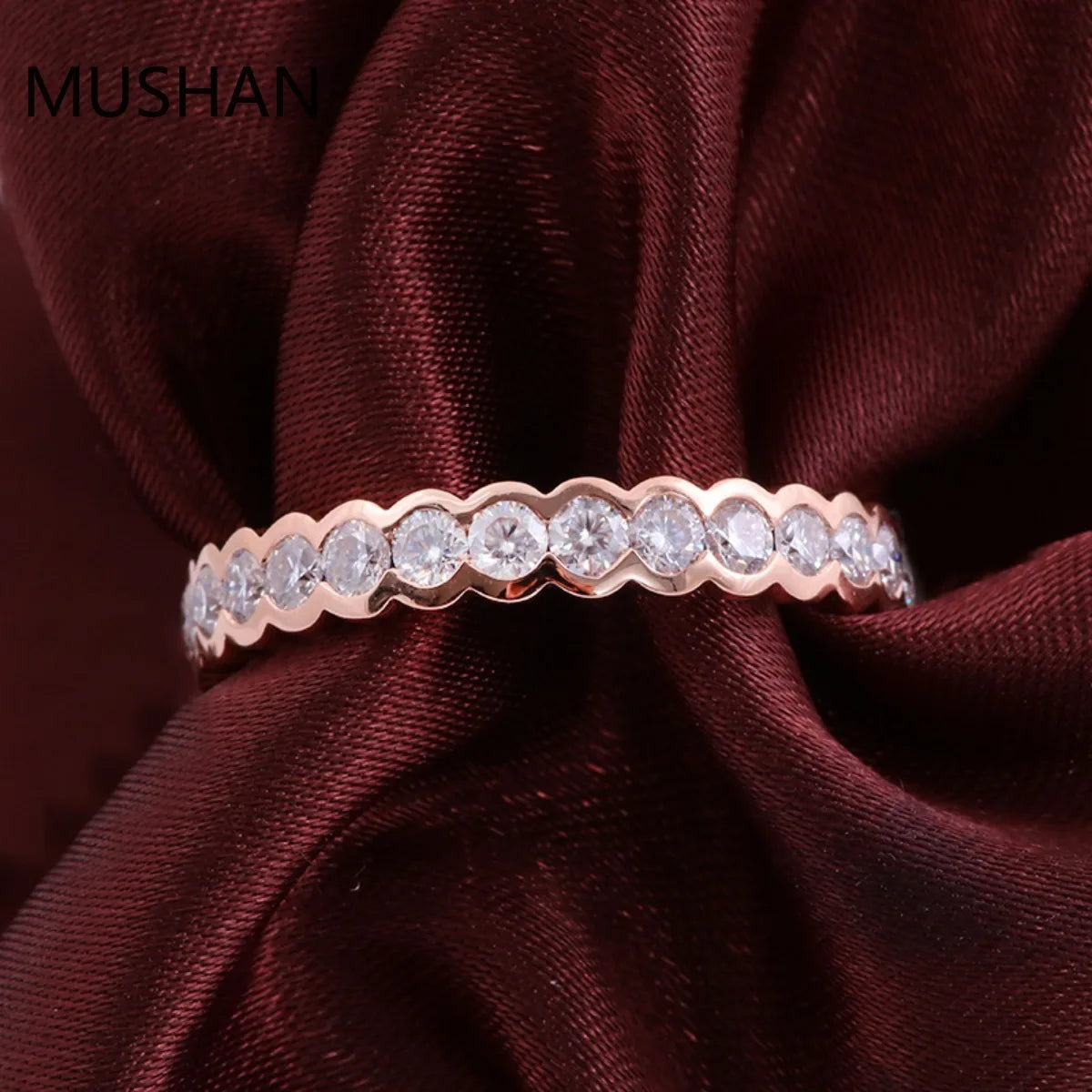 MUSHAN Luxury Custom 14K 18K Gold Rings Band Jewelry With Moissanite Diamond Lab Grown Gemstones Diamond Wedding Ring For Women