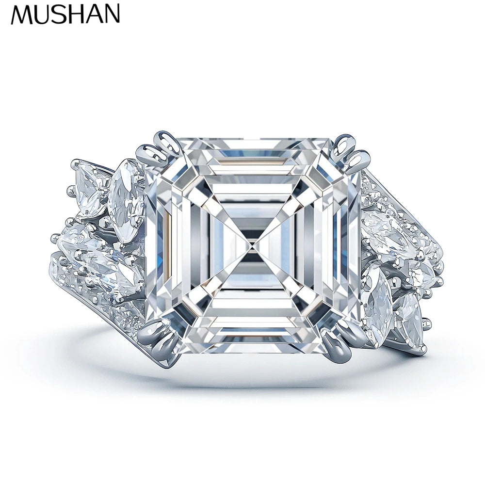 MuShan Designer Jewelry 925 Sterling Silver Ring Moissanite Diamond Casual Ring for Bride 18K Real Gold Plated MST Patent Rings