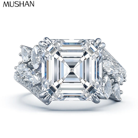 MuShan Designer Jewelry 925 Sterling Silver Ring Moissanite Diamond Casual Ring for Bride 18K Real Gold Plated MST Patent Rings