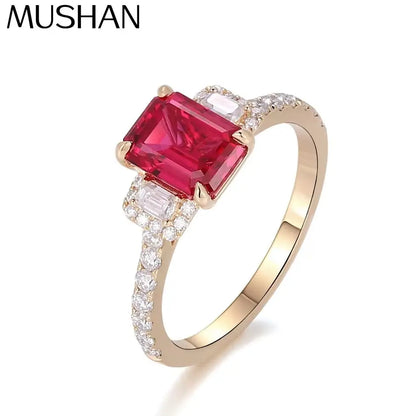 Bague MUSHAN Bespoke Jewelry avec rubis de synthèse de 2,7 ct, anneau en platine PT950, or 10K, 14K, 18K, bijou pour femme, cadeau pour mariage ou fête