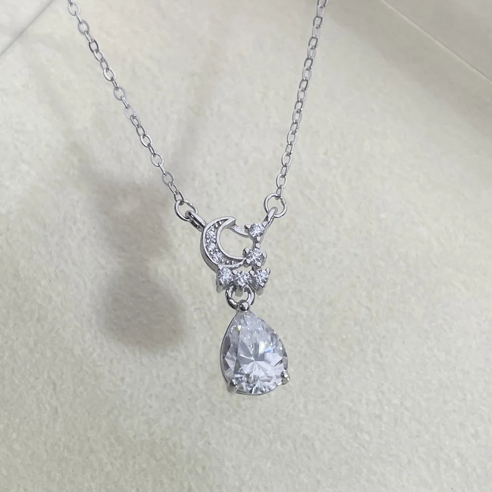 Collar con colgante de corazón de moissanita, cadena belcher de plata de ley 925, baño de oro, patente MST, marca MuShan Jewelry, para novia y San Valentín