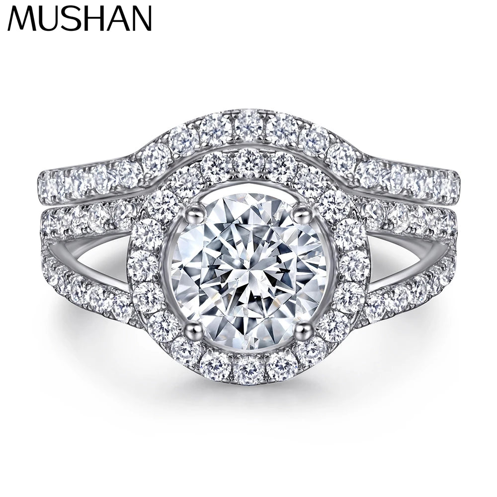 Bague MuShan en argent sterling 925, zircon de qualité 5A, taille marquise, bijou de mariage pour mariée, plaqué or véritable, bague de joaillerie fine