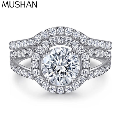 Bague MuShan en argent sterling 925, zircon de qualité 5A, taille marquise, bijou de mariage pour mariée, plaqué or véritable, bague de joaillerie fine