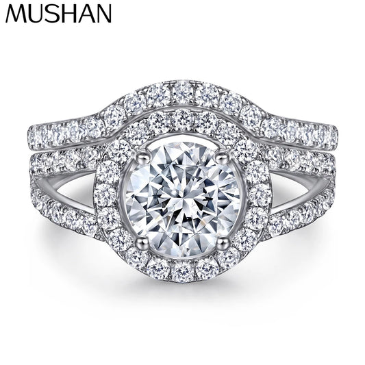 MuShan Brand Jewelry 925 Sterling Silver Ring Zircon 5A Grade Marquise Wedding for Bride Real Gold Plated Fine Jewelry Rings