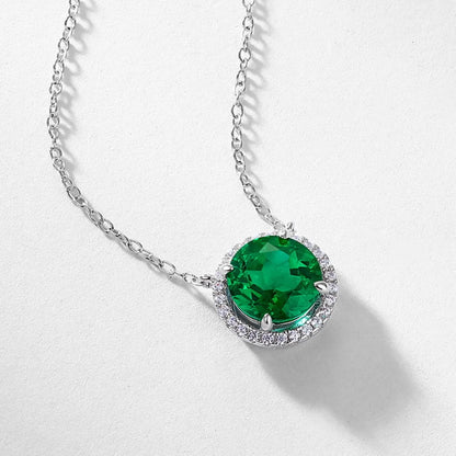 MUSHAN Luxury Jewelry 925 Sterling Silver Chain Pendant Necklace Lab Grown Emerald Ruby Gemstones Necklaces Pendants GRC Jewelry