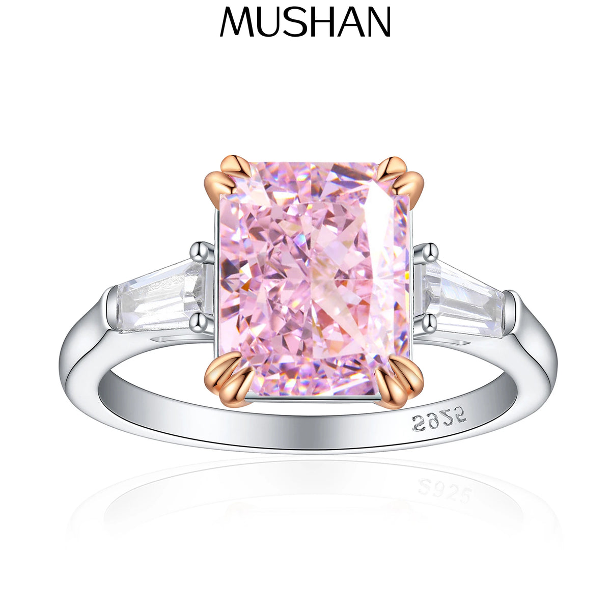MuShan Jewelry 925 Sterling Silver Ring Wedding Band High Carbon Diamond Trendy Style Girlfriend Gift Women Rings Fine Jewelry