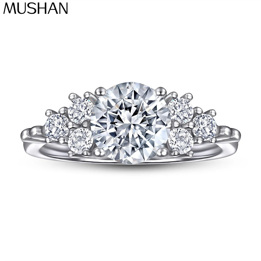 MuShan Jewelry 925 Sterling Silver Ring Wedding Band High Carbon Diamond Luxury Style Daughter Gift Women Rings Fine Jewelry