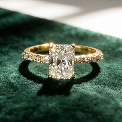 Anillo de lujo MUSHAN de plata de ley 925 para mujer, con diamante de moissanita certificado por GRA y esmeralda, color D, joyería fina
