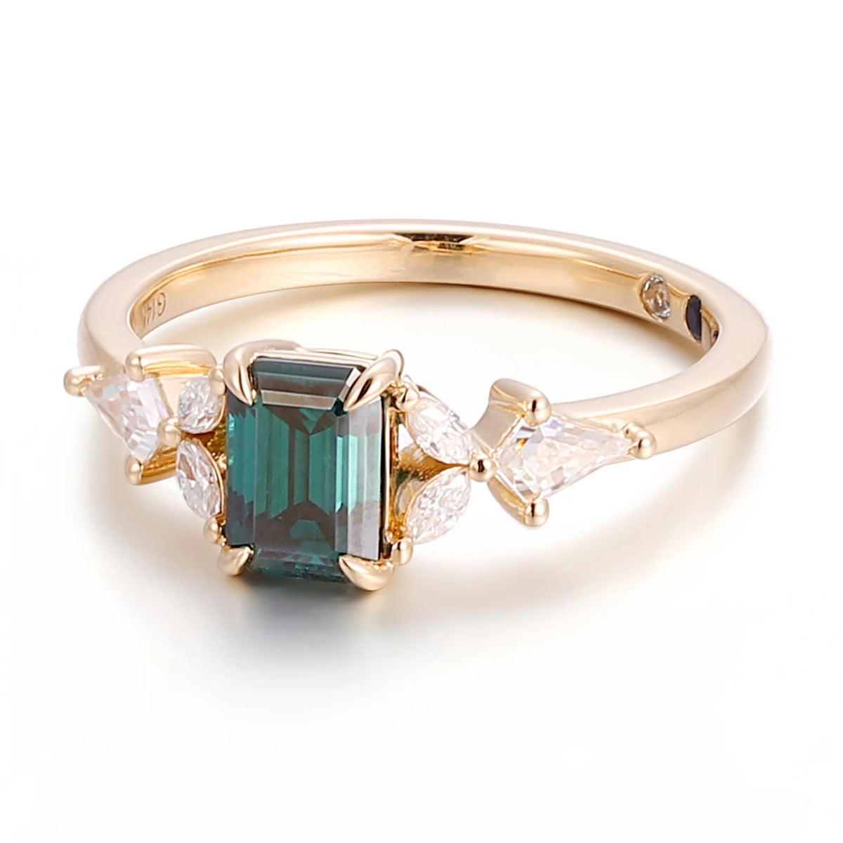 MUSHAN Custom Jewelry 10k 14k 18k Gold 925 Silver Ring 5*7mm Rare Green Moissanite Diamond Wedding Rings Women Platinum Jewelry