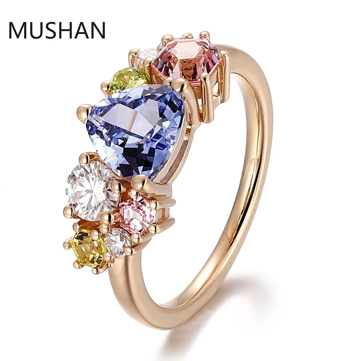 MUSHAN Luxury Custom 14K 18K Gold Rings Band Jewelry With Moissanite Diamond Lab Grown Gemstones Diamond Wedding Ring For Women