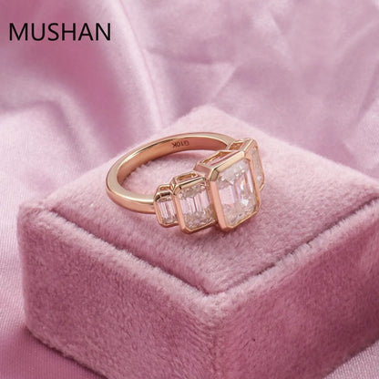 MUSHAN Luxury Custom 14K 18K Gold Rings Band Jewelry With Moissanite Diamond Lab Grown Gemstones Diamond Wedding Ring For Women