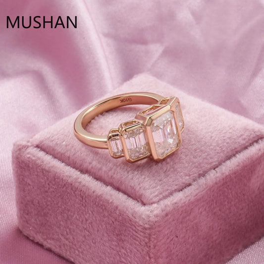 MUSHAN Luxury Custom 14K 18K Gold Rings Band Jewelry With Moissanite Diamond Lab Grown Gemstones Diamond Wedding Ring For Women
