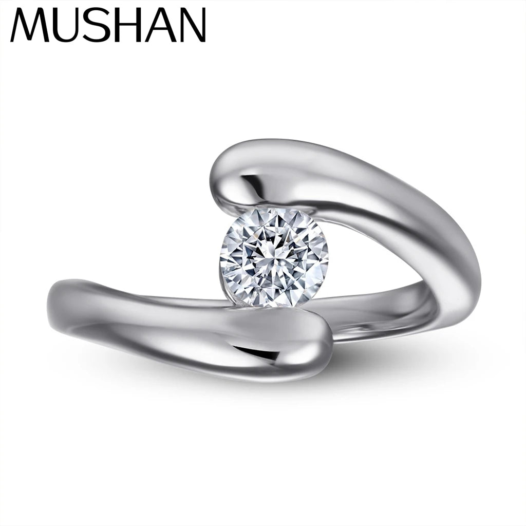 MuShan Jewelry 925 Sterling Silver Timeless Engagement Ring 5A Cubic Zirconia  Women Rings Bands Anniversary  Women Gift