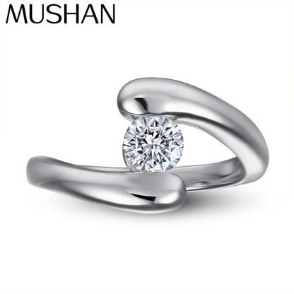 MuShan Jewelry 925 Sterling Silver Timeless Engagement Ring 5A Cubic Zirconia  Women Rings Bands Anniversary  Women Gift
