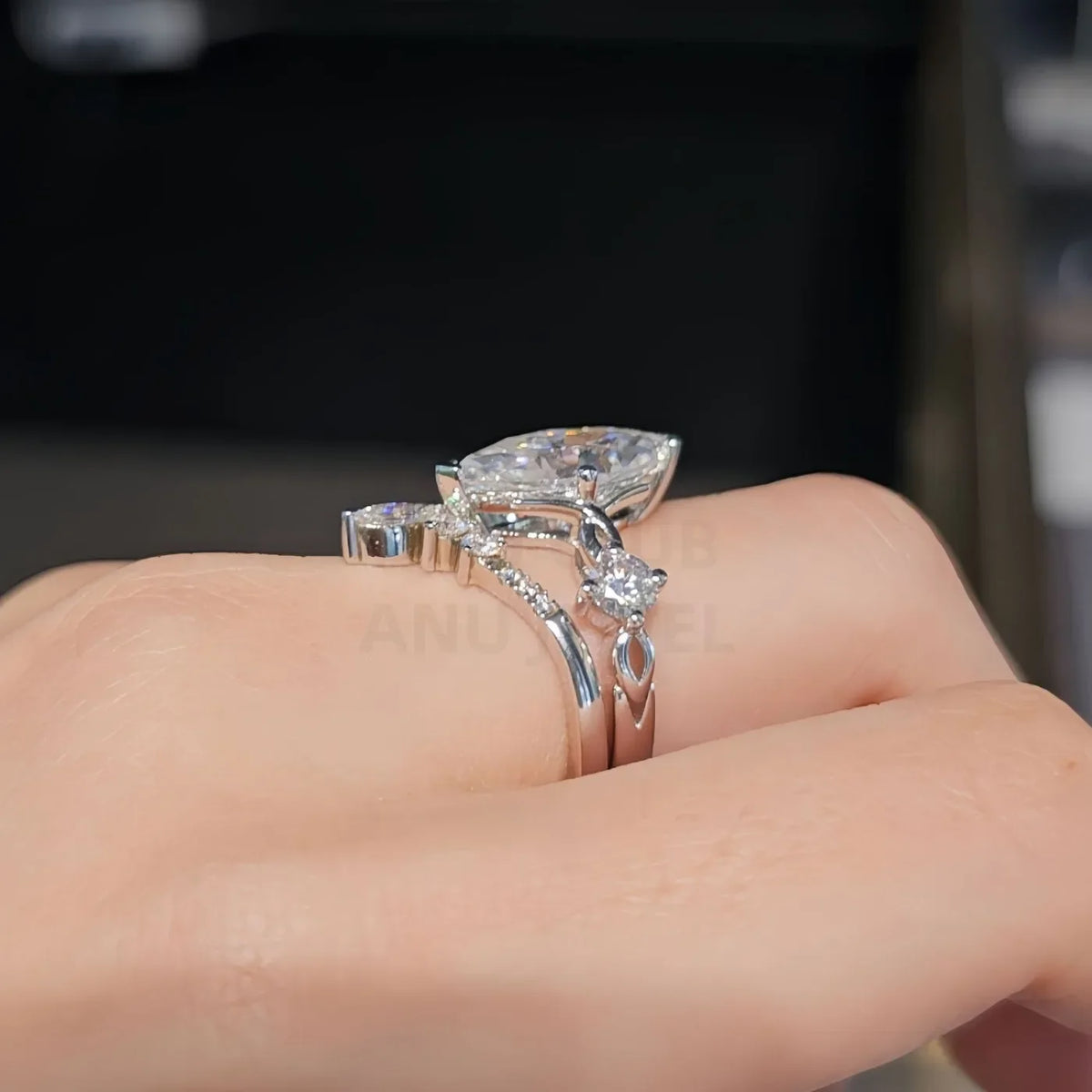Anillo de bodas de plata de ley 925 de MUHAN Luxury Jewelry, anillo de diamante de moissanita para mujer con certificado GRA, color D, joyería fina