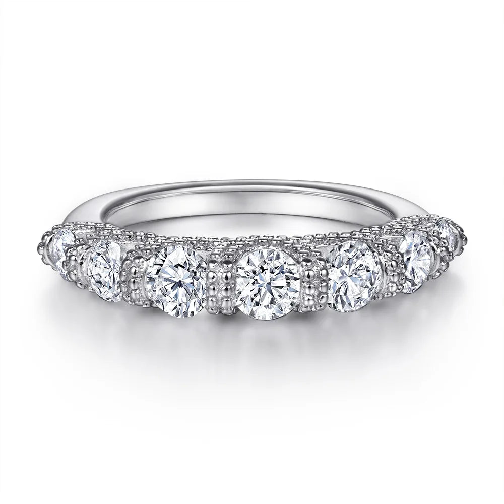 MuShan Jewelry 925 Sterling Silver Rings Bands Engagement Ring 7A Cubic Zirconia Premium Anniversary Rings Bands  Women Gift