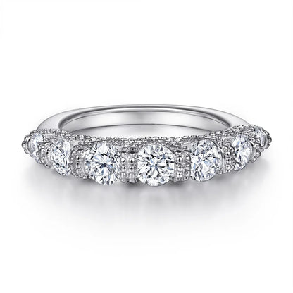 MuShan Jewelry 925 Sterling Silver Rings Bands Engagement Ring 7A Cubic Zirconia Premium Anniversary Rings Bands  Women Gift