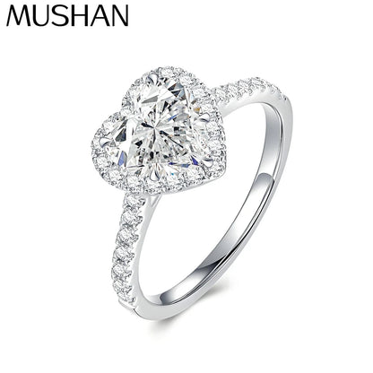 MuShan Designer Jewelry 925 Sterling Silver Ring Round Moissanite Statement Ring for Partner 18K Gold Plated MST Patent Rings