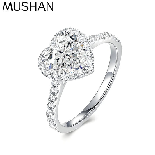 MuShan Designer Jewelry 925 Sterling Silver Ring Round Moissanite Statement Ring for Partner 18K Gold Plated MST Patent Rings
