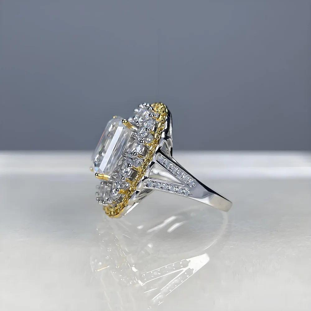 MuShan Designer Jewelry 925 Sterling Silver Ring VVS Moissanite Bespoke Ring for Women 18K Gold Plated MST Patent Fine Jewellery
