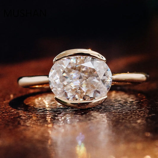 MUSHAN Luxury Custom Designer 14K 18K Gold Rings Band Jewelry Moissanite Diamond Bridal Party Wedding Ring Jewelry For Women