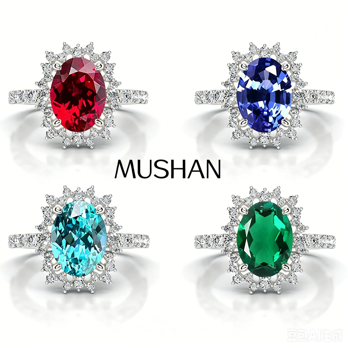 MUSHAN Bespoke Luxury Jewelry 925 Sterling Silver Ring Band Lab Grown Sapphire Ruby Emerald Ring for Women 18K Gold Plated Rings