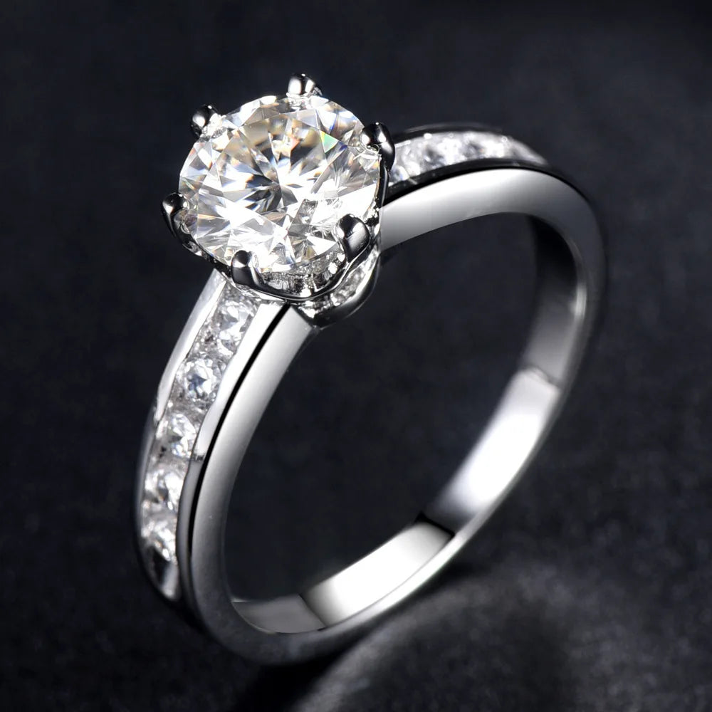 MuShan Jewelry 925 Sterling Silver Ring Wedding Band High Carbon Diamond Fine Jewelry Premium Jewelry Women Rings Fine Jewelry