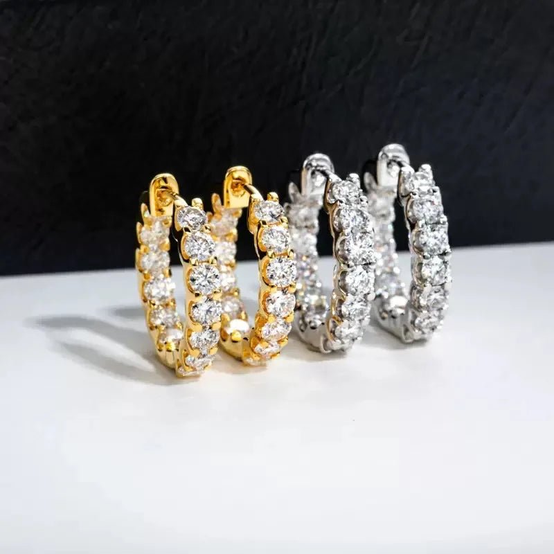 MuShan Luxury Jewelry 925 Sterling Silver Earrings Moissanite Diamond Dangle Wedding Ladies Real Gold Plated MST Patent Earring