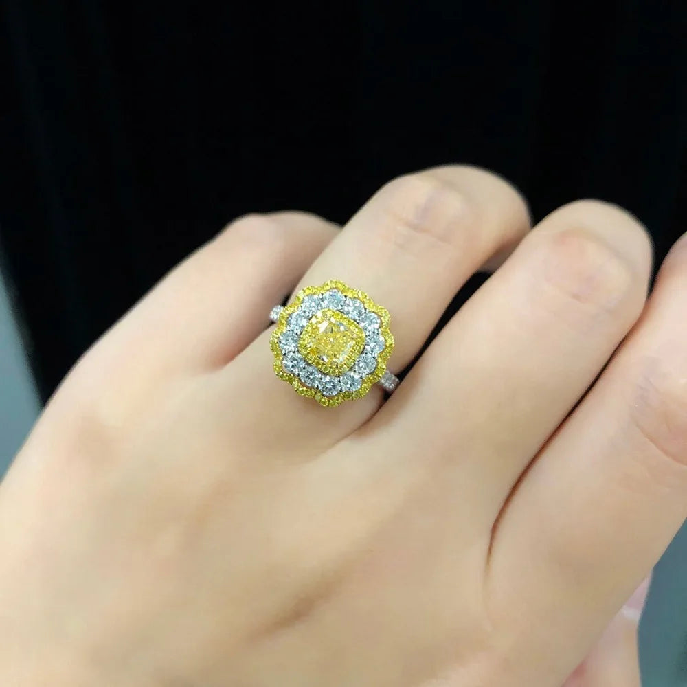 MuShan Jewelry 925 Sterling Silver Ring 5A CZ Gemstones High Carbon Gemstones Luxury 925 Sterling Silver Rings Accessories