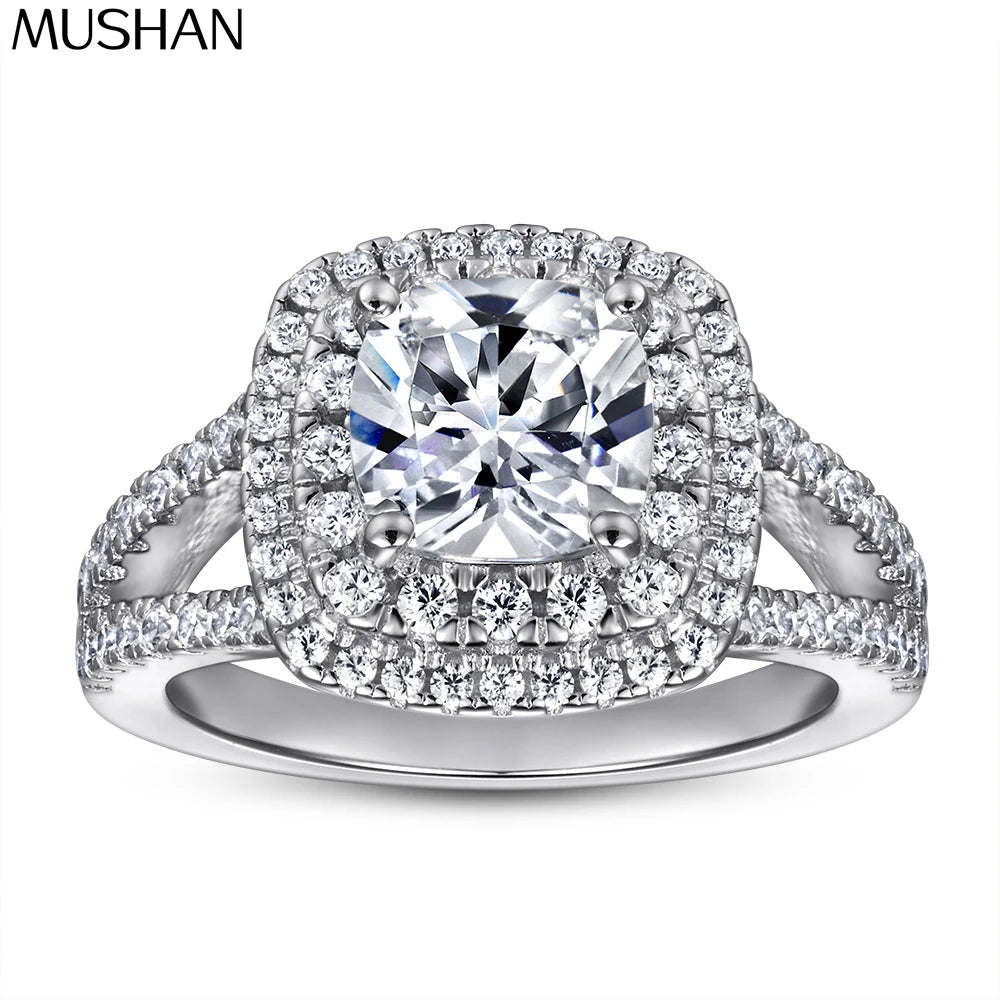 MuShan Jewelry 925 Sterling Silver Rings Bands Engagement Ring 7A Cubic Zirconia Delicate Anniversary Rings Bands  Women Gift